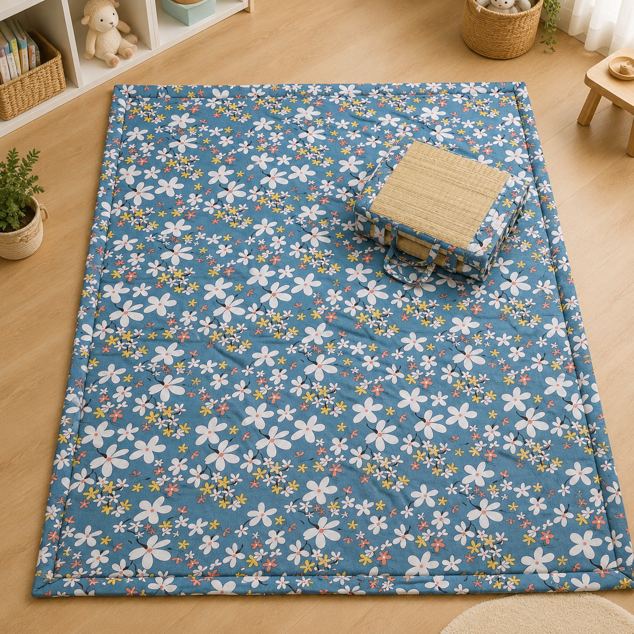 1 Korai Mat 3.5/6 Feet (White with Grey ) - Image 1