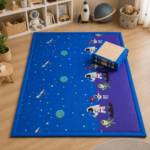 Space Explorer Kids Mat 3.5/6 Feet( Blue )