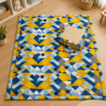 Korai Mat Yellow Geomatery Design ( 3.5/6 Feet )