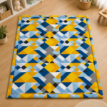 Korai Mat Yellow Geomatery Design ( 3.5/6 Feet ) - Image 2