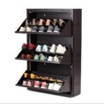 3 DOOR DOUBLE DECKER SHOERACK (FULL BROWN)